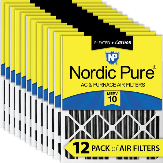 Nordic Pure 14x24x2 Pleated Air Filters MERV 10 Pleated Plus Carbon 12 Pack