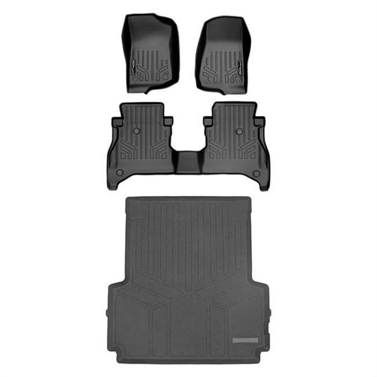 Smartliner SA0316-B0479-K0459 Floor Mats 2 Rows & 5ft Rugged Bed Liner Set with Non-Lockable Rear Underseat Storage for 2020-2023 Jeep Gladiator, Black
