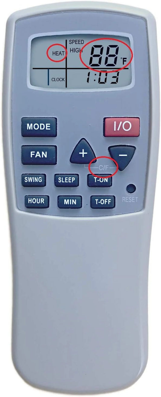 YING RAY Replacement for Soleus Air Air Conditioner Remote Control HCB-P13HP-D HCB-R135-A-ID HCB-R135-A-OD FE-08BA EL-PAC-08E9 SE-PAC-08E9 KY-80E9