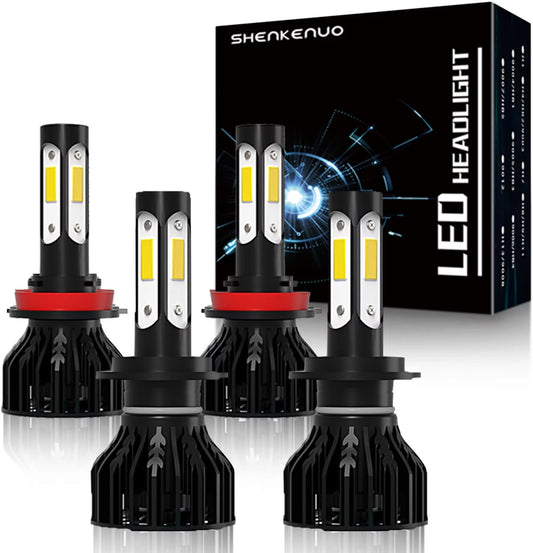 For Chevrolet Malibu 2013-2015 LED Headlight Bulbs H7 High Beam + H11 Low Beam 4pc