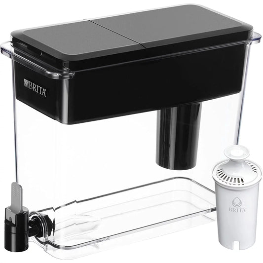 XL Water Filter Dispenser for Tap and Drinking Water with 1 Standard Filter, Lasts 2 Months 27-Cup Capacity, BPA Free, Black