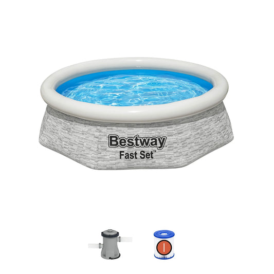 Bestway 8' x 24 Outdoor Round Inflatable Swimming Pool with Filter Pump