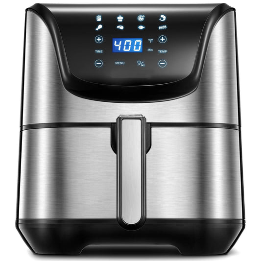AICOOK 5.5L Air Fryer with Digital Display, Temperature Control, 8 Preset Cooking Modes, Recipe Book