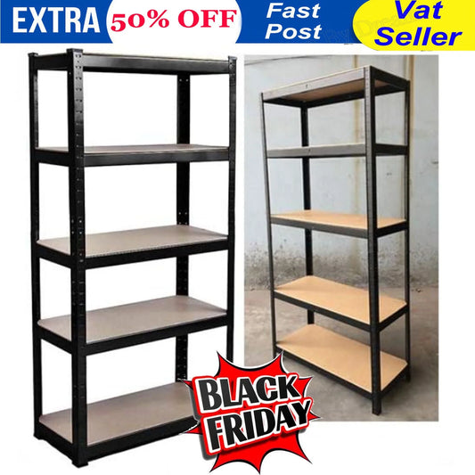 Bowoshen 40W x 20D x 80H Black Shelves, Racking Shelf Heavy Duty Garage Shelving Storage Unit for Workshop/Shed/Office