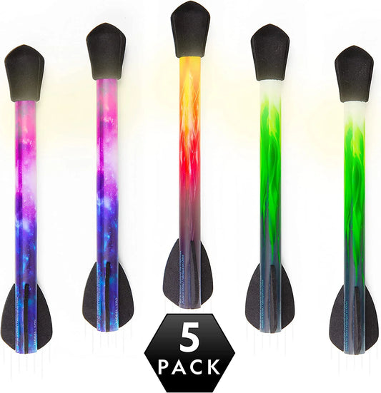 NATIONAL GEOGRAPHIC Air Rocket Toy Refill Ultimate LED Rocket Collection with 5 Light-Up Air Rockets, Compatible with All Stomp and Launch Air Powered Rocket Launcher Sets Rocket Refill Kit