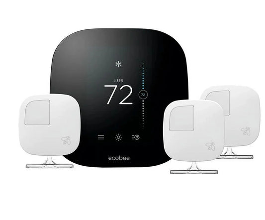 Open Box Ecobee 3 - Smart Thermostat & 3 Room Sensors EB-STATE3VP-02 - BLACK AND WHITE