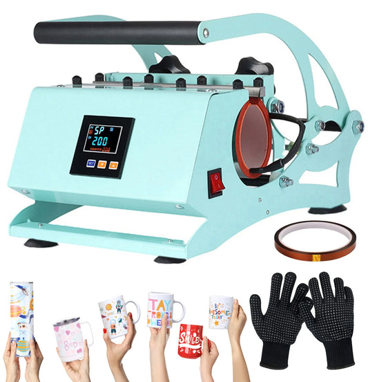Sublimation Mug Press Machine, Tumbler Heat Press for Straight Tumblers 20OZ Mugs, Cup Baking Machine, DIY Heating Transfer Print with Temperature Time Setting,Green
