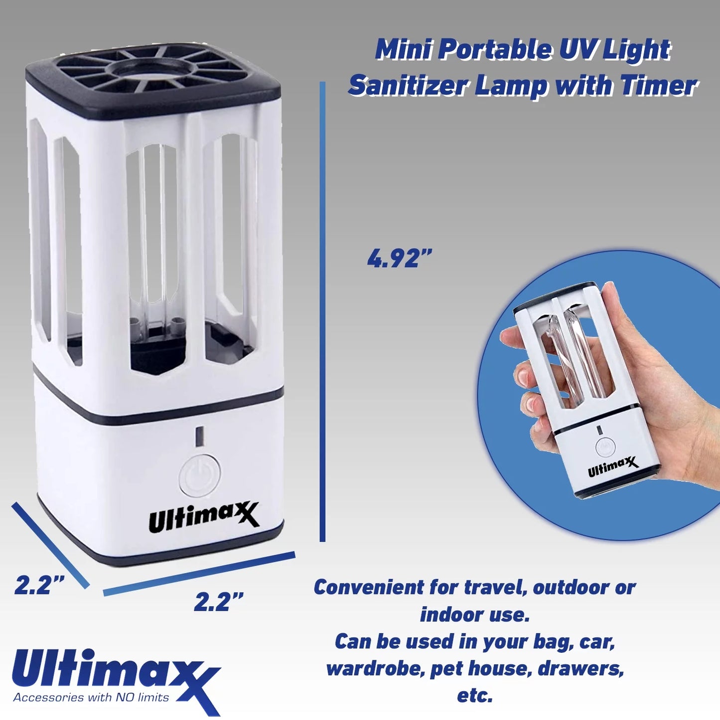 Ultimaxx Mini Portable UV (Ultraviolet) Light Disinfecting Lamp
