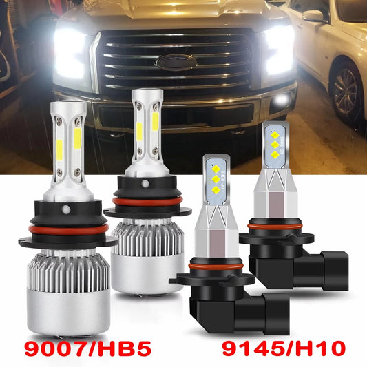 For Ford F-150 1999-2003 Headlights 8000LM 9007 HB5 High and Low Beam 9145 Fog Light Led Bulbs 4pc