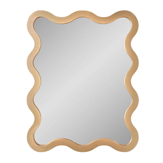 American Art Decor Wavy Framed Mirror, Gold - 22 x 28
