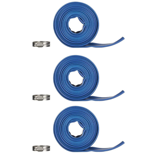 Blue Devil 25-Foot Backwash Hose for Pool with Hose Clamp, 1-1/2 x 25' 3 Pack