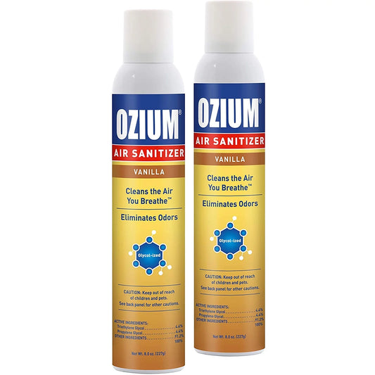 Ozium Air Sanitizer, 8 oz. Spray, Cleans the Air You Breath and Eliminates Odors, Vanilla Scent (2-PACK)