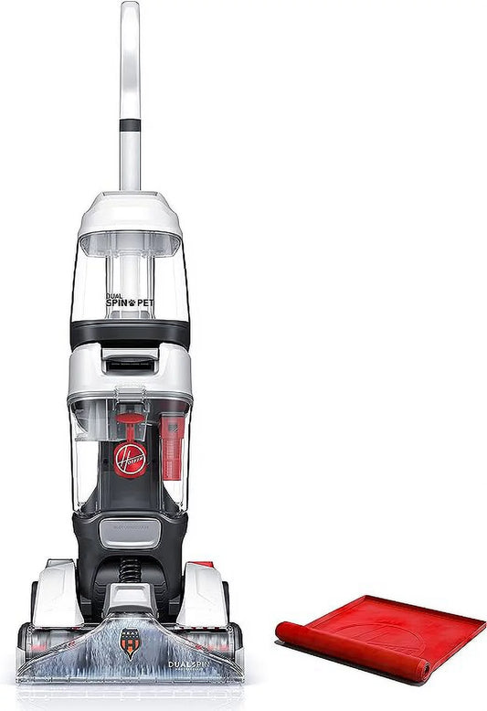 Open Box Hoover Dual Spin Pet Plus Carpet Cleaner Upright Shampooer FH54050V - White