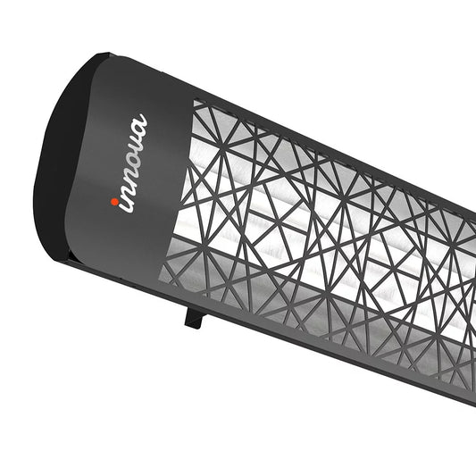 Innova-4000 Watt Electric Infrared Dual Element Heater-480 Voltage-Black Finish-Astra Decorative Fascia-Outdoor Wall Mount Electric Heater-EF40480B4