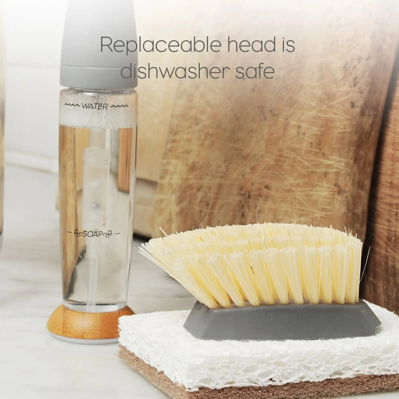 FOMO Foam Soap Dispensing Dish Brush, 1 EA, Grey