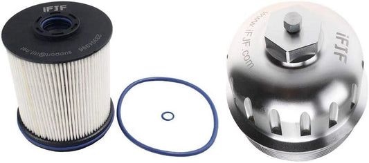 iFJF TP1015 Fuel Filter and 134001 Housing Cap Replacement for Duramax 6.6L 2017-2020 Chevy Silverado/GMC Sierra 2500HD 3500HD L5P Diesel Engine(Silver Cap)