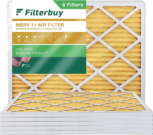 Filterbuy 16x22x1 MERV 11 Pleated HVAC AC Furnace Air Filters (6-Pack)