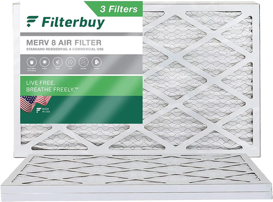 Filterbuy 10x36x1 MERV 8 Pleated HVAC AC Furnace Air Filters (3-Pack)