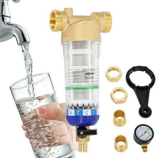 Sediment Water Filter Spin Down Mesh System Home Water Filter Reusable 3/4 Inch
