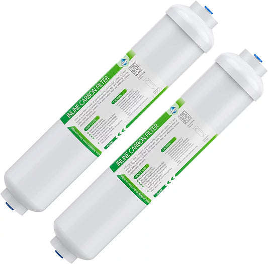 Inline Water Filter, Membrane Solutions 10 X 2 with 1/4 Quick-Connect Water Filter Replacement Cartridge Inline Filter for Refrigerator, Ice Maker, Under Sink Reverse Osmosis Water System, 2-Pack