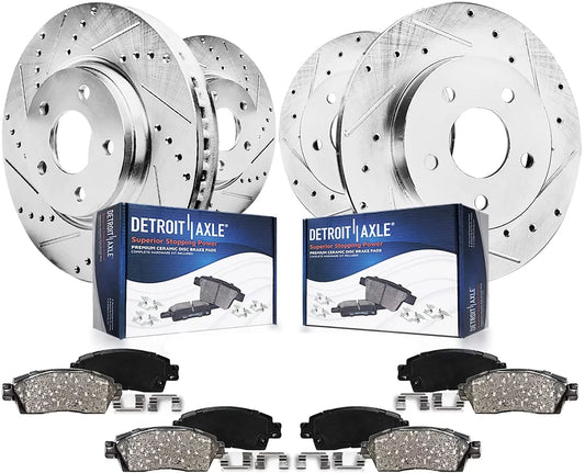 Detroit Axle - Brake Kit for 2011-2014 Subaru Impreza Legacy 2013 2014 Outback Forester 13-16 BRZ Replacement 11.54 Front & 11.26 Rear Drilled & Slotted Disc Brake Rotors Ceramic Brakes Pads