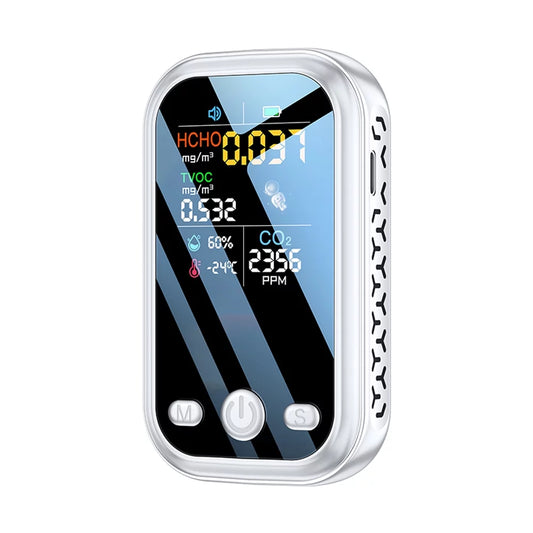 Walmeck Household 1.9inch 240*280 Resolution Color Display Air Quality Detector High Sensitive Semiconductor Sensors 5in1 HCHO TVOC CO2  Humidity Tester Type-C Interface