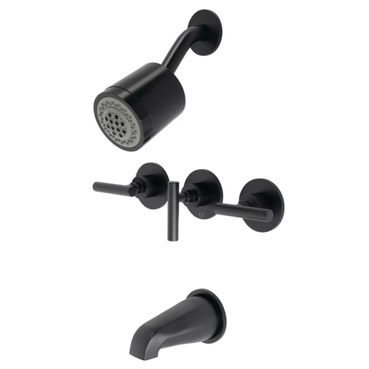 Kingston Brass KBX8130CML Manhattan Three-Handle Tub and Shower Faucet, Matte Black