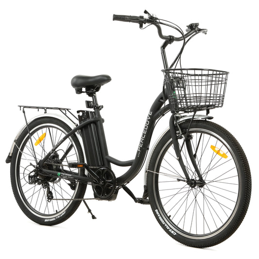 ECOTRIC Electric City 350 W Motor Cruiser Bicycle 26 20 MPH Cityscape with Basket Removable Lithium Battery Step Through E-bike Commute for Adult Female Male Pedal Assist A-E516646