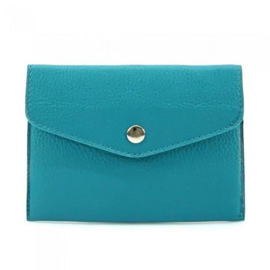 Italian Artisan 605-0021S-Turquoise Lorenzo Mini Slim leather Wallet, Turquoise - Small