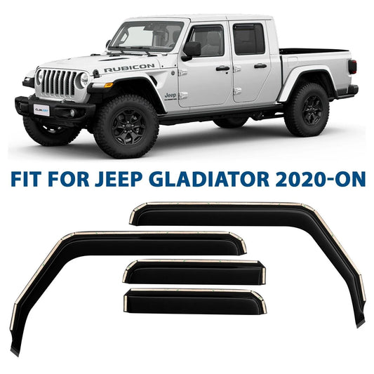 CLIM ART in-Channel Incredibly Durable Rain Guards for Jeep Gladiator 2020-2024, Original Window Deflectors, Vent Deflector, Vent Window Visors, Truck Accessories, 4pcs - 620202