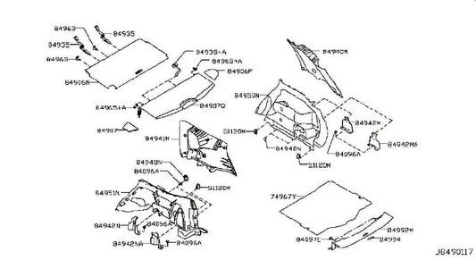 Genuine Nissan Rogue Trunk Liner Luggage Finisher Left (2018-2019) OE 849517FF1D