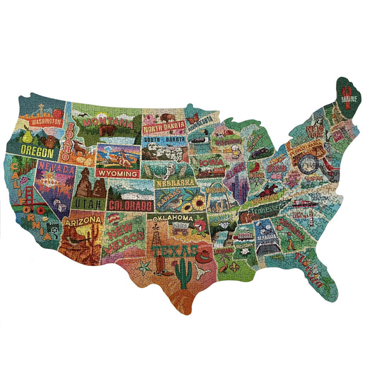 TDC Games American Road Trip 1000 Piece Jigsaw Puzzle - USA Shaped - 31 in.