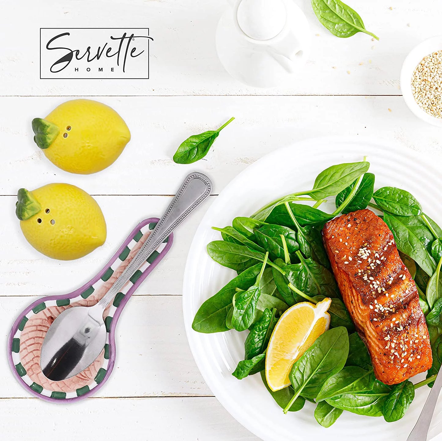 Lemon Salt & Pepper Shakers with Mini Lemon Spoon Rest