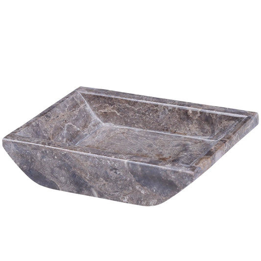 Creative Home Charcoal Marble 5-1/8 x 4-1/4 Boat Shaped Candle Holder Plate