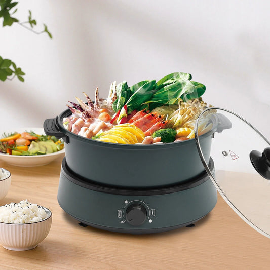 ZhdnBhnos 4.2QT/4L Electric Hot Pot Split Non-Stick Cooker Multifunctional Electric Skillet Pot Grill Pan