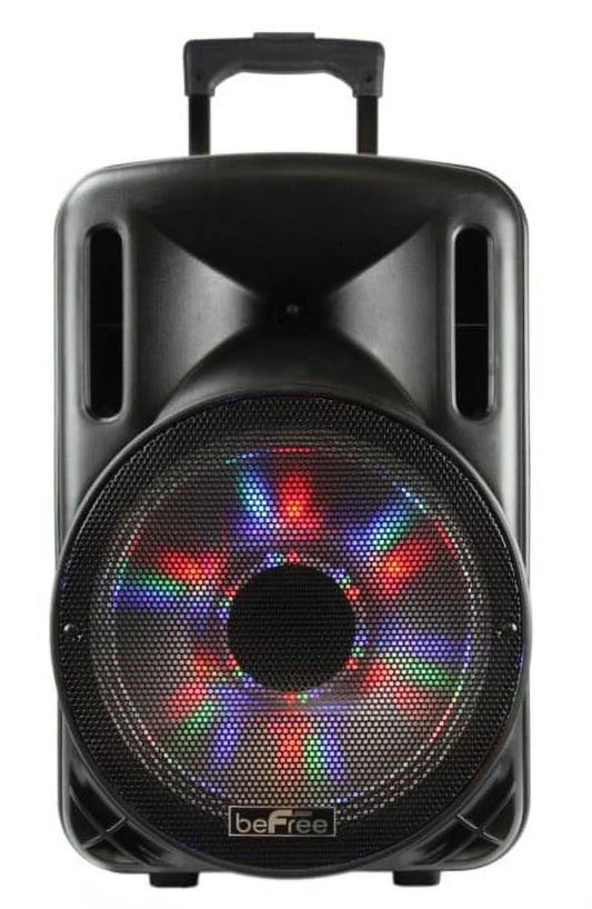 beFree Sound 12 Inch Woofer Portable Bluetooth Powered PA Tailgate Party Rechargeable Speaker With Illuminating Lights