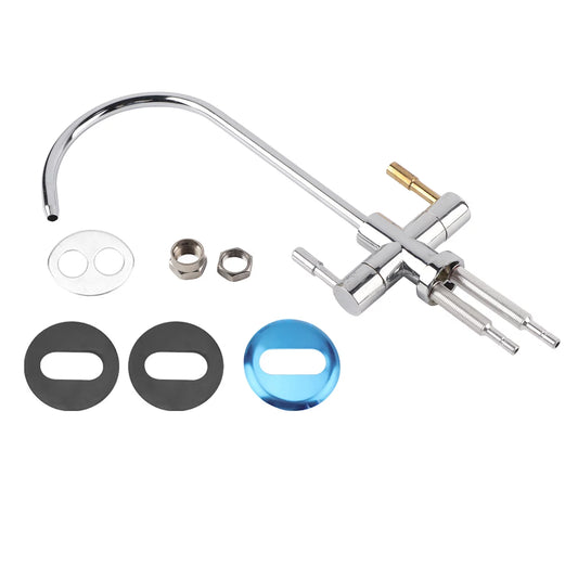 Leylor Double Holes Faucet Tap - 1/4'' Double Holes Sink Faucet Tap Chrome Reverse Osmosis RO Drinking Water Filter