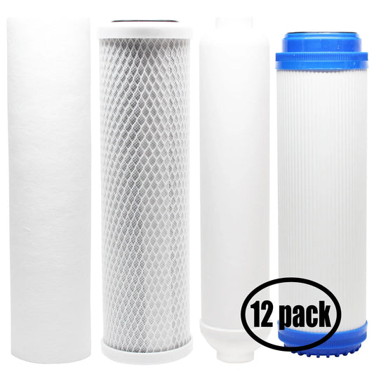 12-Pack Replacement for Filter Kit for Liquagen liqua 651 RO System - Includes Carbon Block Filter, PP Sediment Filter, GAC Filter & Inline Filter Cartridge - Denali Pure Brand