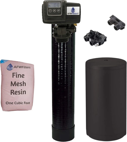 IRON Pro 2 Combination water softener iron filter Fleck 5600SXT digital metered valve for whole house 32,000 Grains, Black