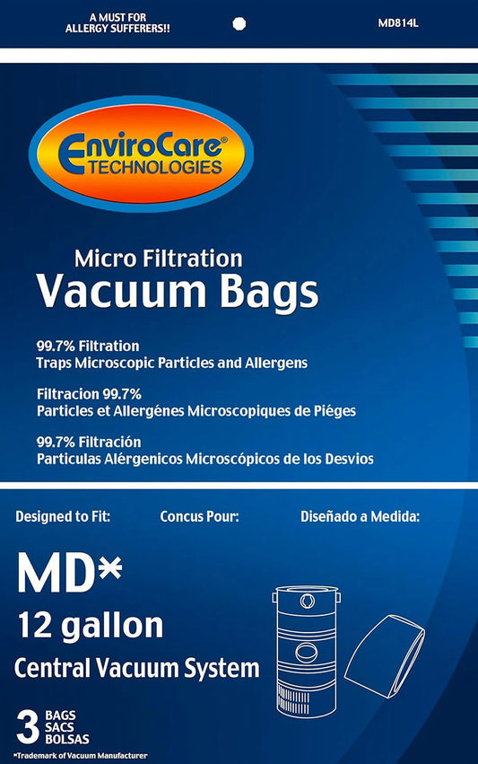 Replacement Micro Filtration Vacuum Cleaner Dust Bags For Modern Day 12 Gallon Central Vacuums 3 Pack