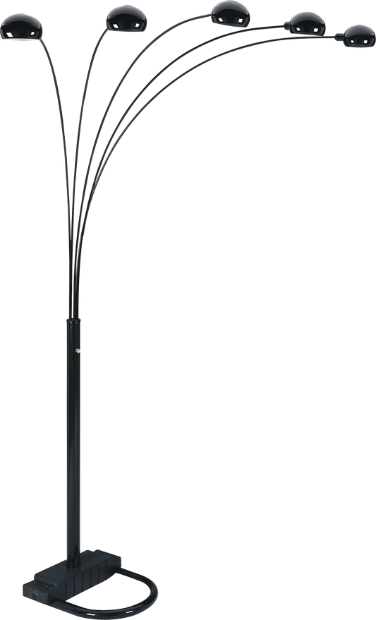 SH Lighting Illona 84 Tall Adjustable Five Arm Metal Floor Lamp in Black