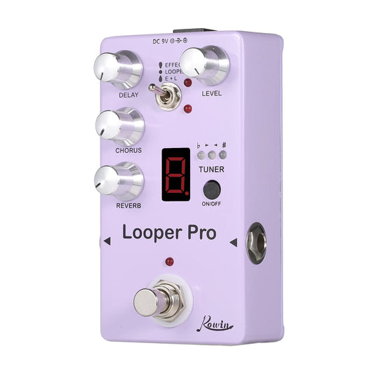Rowin RE-05 Loop Guitar Effector Looper Tuner Guitar Looper Effect Pedal Full Metal Shell with Reverb Chorus Delay Effects