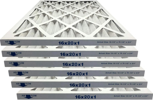 16X20X1 Merv 8 (tual Size 15.5X19.5X.75) Pleated Furne Filter - Case Of 6