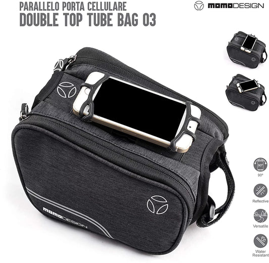MOMODESIGN Bike  Smartphone Bike Bag  Weather Resistant  Double Storage Compartment  Landscape & Vertical View for Phone