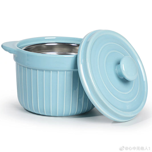 Ceramic Bacon Grease Container Keeper with Strainer, Frying Oil Storage Can 17oz,Turquoise