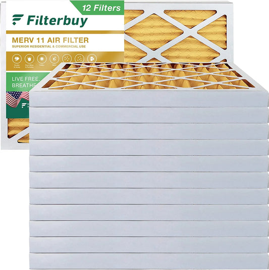 Filterbuy 12x24x2 MERV 11 Pleated HVAC AC Furnace Air Filters (12-Pack)