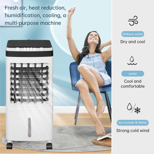 Walmeck Quiet 3-in-1 Portable Air Conditioner Fan with Humidifier，60 Degrees 3 Fan Speeds 10L Water Tank 65W Quiet for Room Office Work