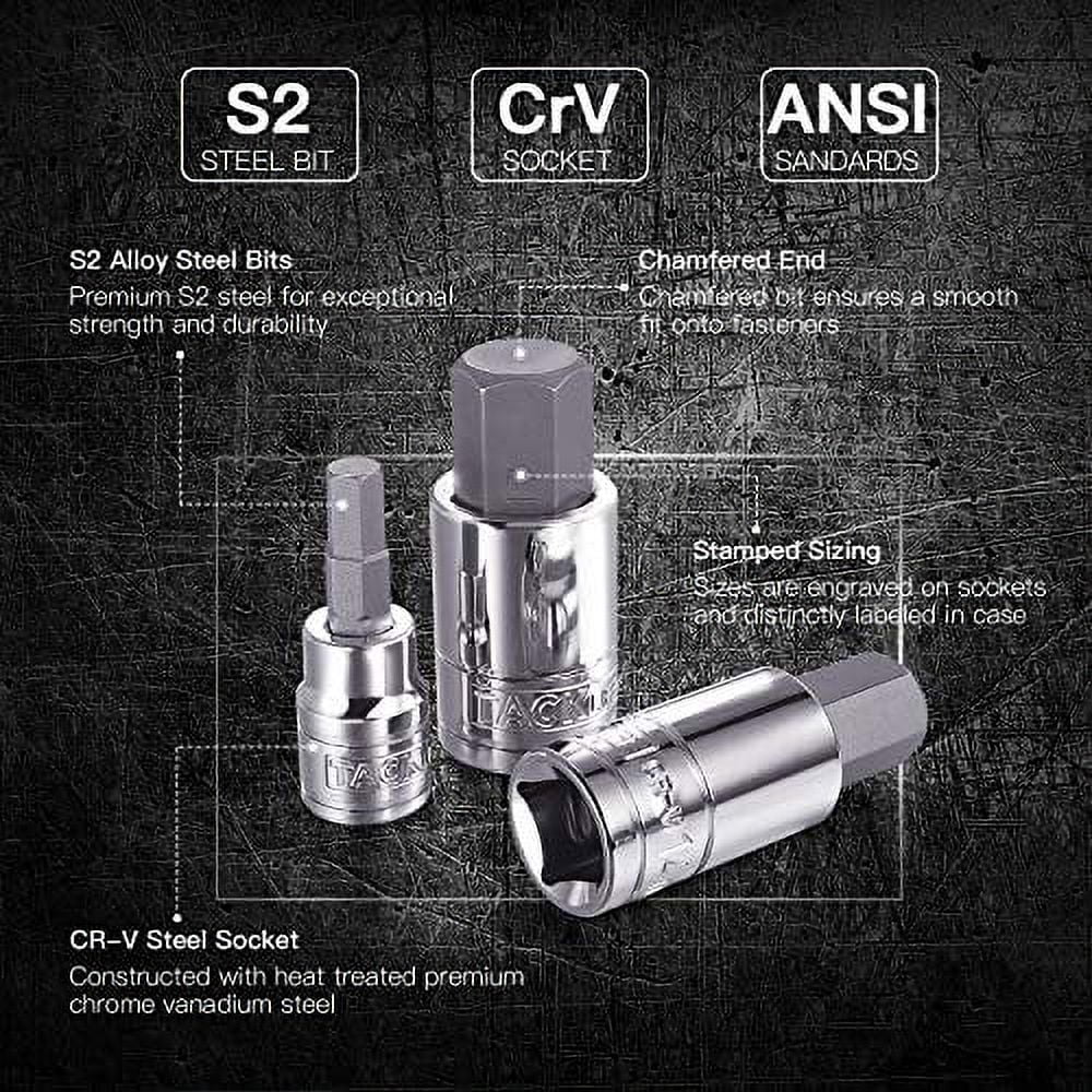 Tacklife Master Hex Bit Socket Set, S2 Steel