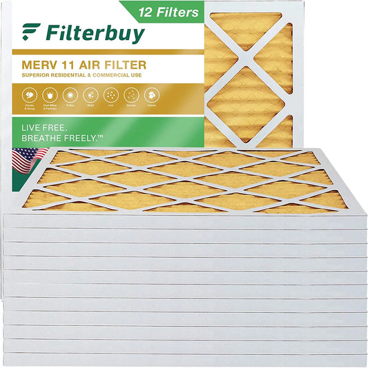 Filterbuy 10x10x1 MERV 11 Pleated HVAC AC Furnace Air Filters (12-Pack)