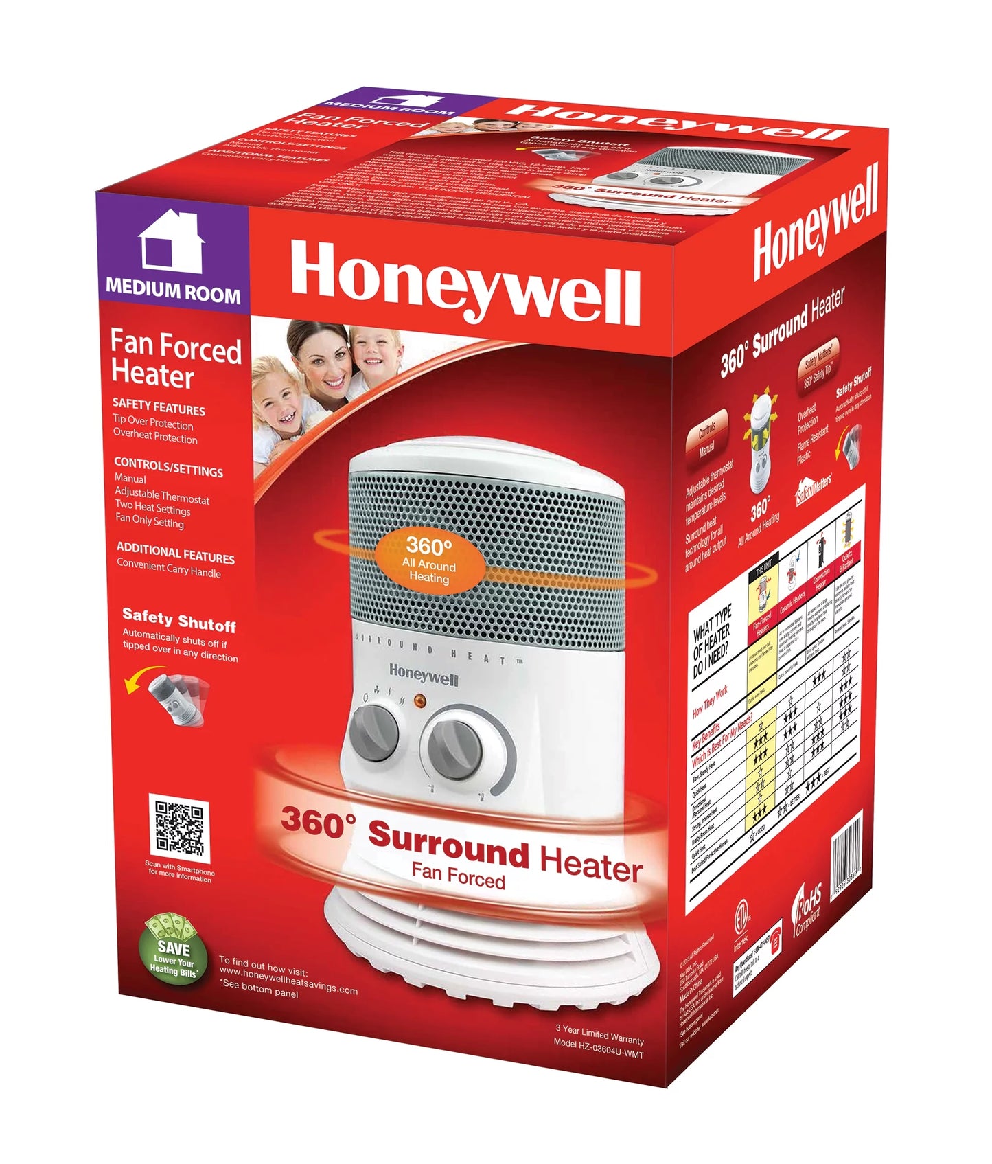 Honeywell Surround Heat Heater HZ-03604U, White
